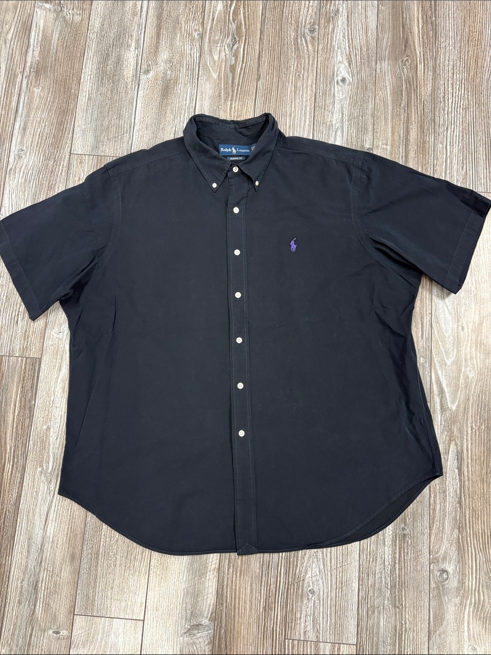 Ralph Lauren Navy Blue Short-Sleeve Button-Down Shirt